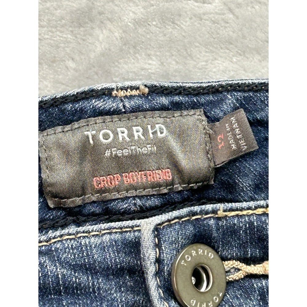 torrid Dark Blue Distressed Boyfriend Jeans - Picture 6 of 11